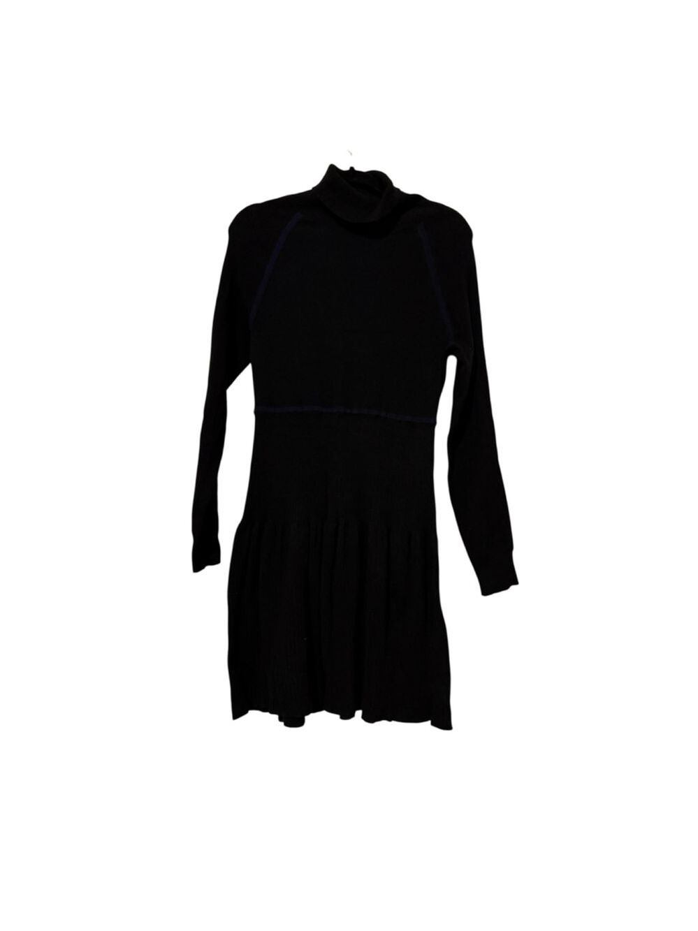 Victoria’s Secret Bodycon tiered sweater dress, size L Black w/ Navy piping
